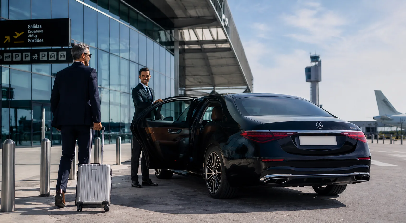 Chauffeur greeting a client on arrival
